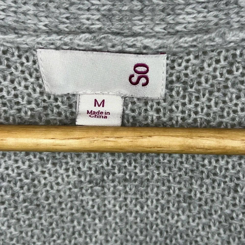 SO Medium Women’s Long Grey Knitted Cardigan with Pockets